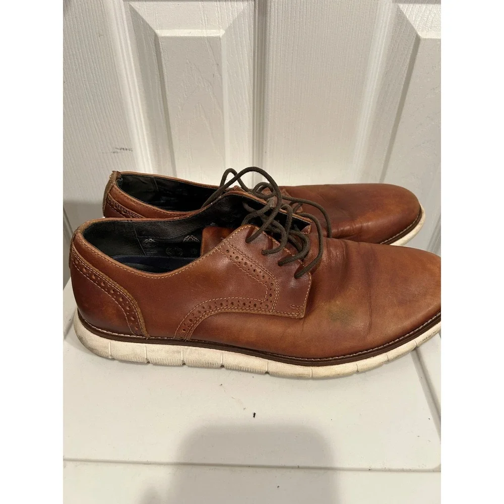 Johnston & Murphy McGuffey Plain Toe Mens Size 9 Brown Leather Hybrid Oxford